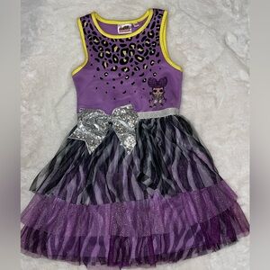 LOL Surprise Purple and Black Kids Dress with Silver Bow